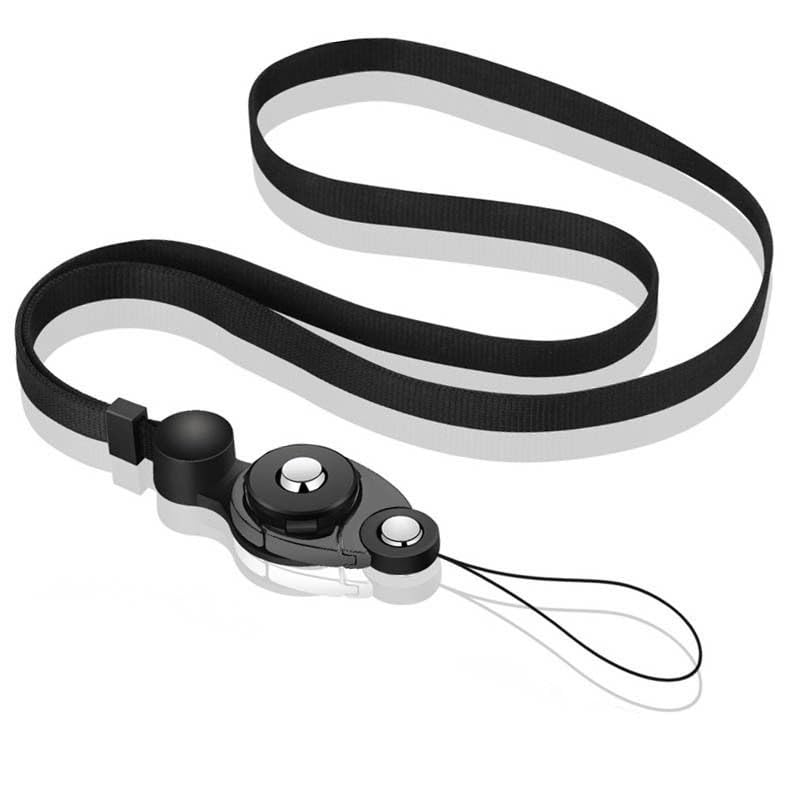 [小さな店] ネックストラップ 首掛け スマホ ストラップ ワンタッチ脱着簡単 落下防止 Phone/スマホ/デジカメ/財布/パスケース 全機種対応 (ブラック)