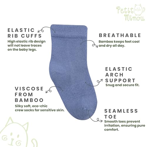 Luna Seamless-Toe Viscose from Bamboo Crew Socks - Soft Eco-Friendly 6-Pack Baby & Toddler Socks4