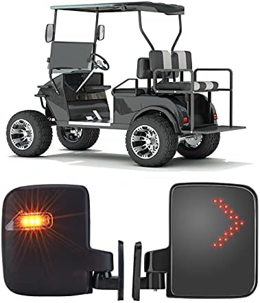KEMIMOTO Golf Cart Side Mirrors with LED Turn Signal Light Universal Rear View Mirrors Compatible with Club Car EZGO Icon Drive