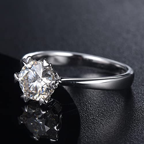 Bague Argent Moissanite 1ct Daesar Solitaire Coeur 6 Broches