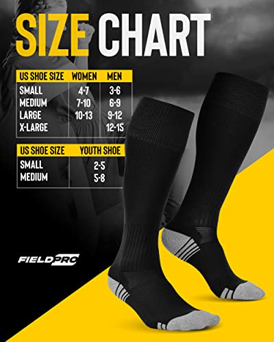 Fieldpro 3 & 4 Pairs Black Soccer Socks Youth - 6 Colors Knee High Black Softball Socks, Black Baseball Socks Men | Mens Soccer Socks | Youth Baseball Socks #TOP5