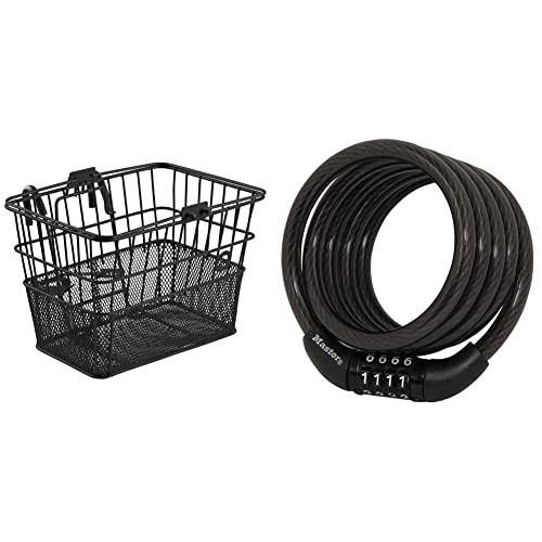 Retrospec Apollo Detachable Front Bike Basket Steel Half-Mesh & Master Lock Bike Lock Cable, Combination Bicycle Lock, Cable Lock For Outdoor Equipment, 8143D #TOP5