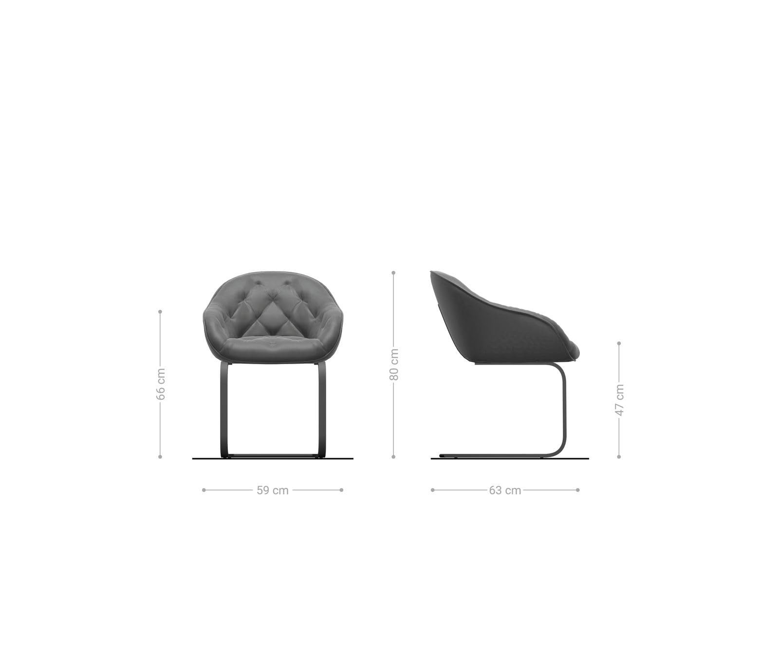 Chaise-à-bascule Gaio-Flex pied cantilever plat acier inoxydable tissu