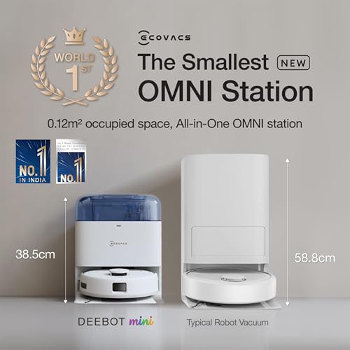 Image of ECOVACS DEEBOT MINI Omni 2 in 1 Robot Vacuum Cleaner & Mop, 2025 New Launch, 9000 Pa, Self-Emptying Omni Station, ZeroTangle 2.0, TrueMapping 2.0, 45℃ Hot Air Dry, Deep Mopping, One-Touch Self-Clean
