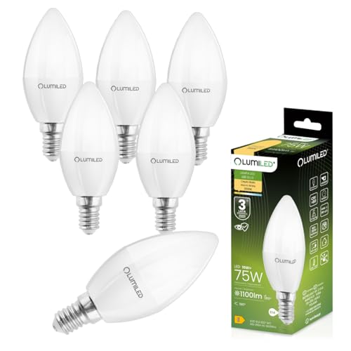Lumiled LED E14 B35 Kerzenlampe 10W ersetzt 75W 230V 1100lm 3000K Warmweiß Nicht Dimmbar für Kronleuchter und Deckenlampe – 6er Pack