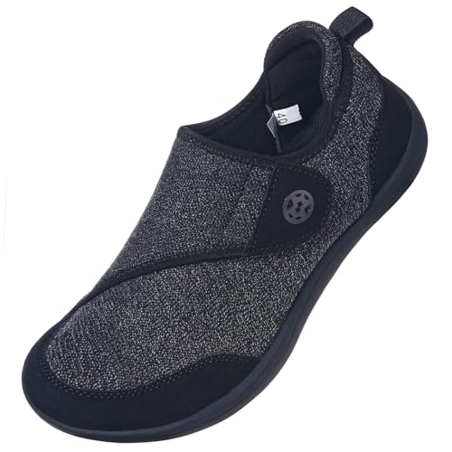Image of Sisttke Diabetic Shoes for Men Extra Wide Width Adjustable Swollen Feet Orthopedic Shoes Arch Support Barefoot Diabetic Slippers for Edema Elderly Arthritis Indoor Outdoor