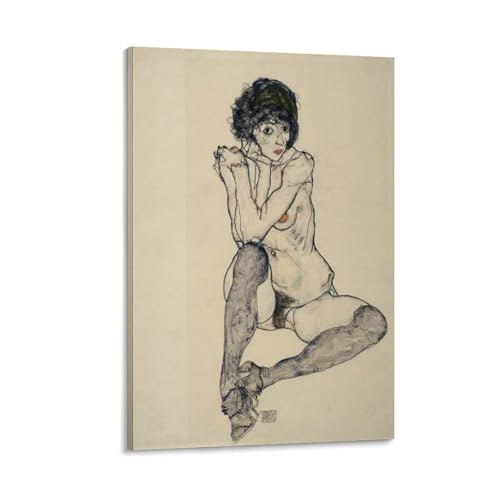 Egon Schiele affiche suspendue femme assise pour déco salon bohème