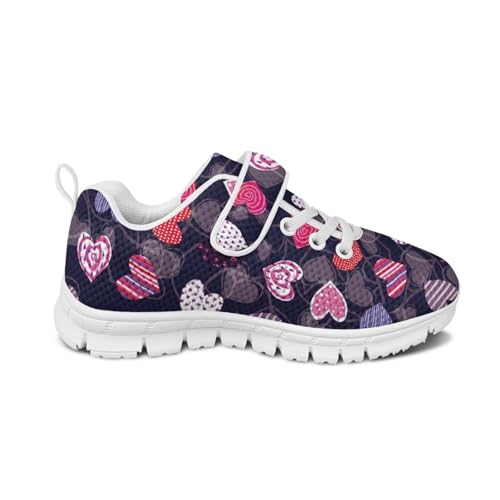 Howilath Heart Print Little Kid Sneakers Girls Running Tennis Shoes Athletic Sneaker with Non-Slip Sole2