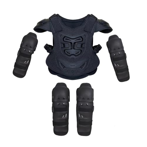 Ronyme Traje de de motocicleta para niños, Protector de pecho y vertebral con rodilleras, coderas para moto de cross, ciclismo, Motocross, m