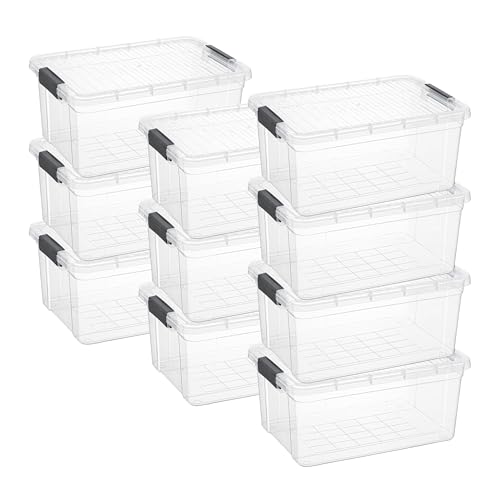 Image of Superio 21 Quart Clear Plastic Storage Boxes with Lids, Stackable Organizer Containers, BPA-Free Storage Bins for Home, Office, School & Dorm, 10 Pack