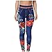 Leggings sportivi da donna, effetto jeans, stampa floreale, lunghi, opachi, per yoga, fitness, con controllo pancia, Colore: rosso, XL