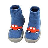 ROMIDA Babyschuhe Mädchen Jungen Schuhe Baby Lauflernschuhe kinderschuhe Rutschfeste Bodenschuhe Weicher Boden Bodensocken Stricken Sockenschuhe Anti-Rutsch-Socke Schuhe, Blau, 24 EU