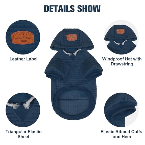 Image of BEAUTYZOO Dog Hoodies Sweater for Large Dogs,Waffle‑Like Laminated Pet Coat