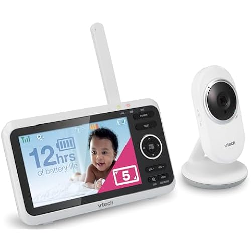 VTech Baby Monitor, No WiFi– 5" Color Screen, 12-Hour Battery, Night Vision, Temperature Sensor, 2-Way Talk, Lullabies, 1000ft Range | VM350