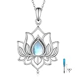 SCZKLAQ Lotus Urn Necklace for Ashes Sterling Silver Lotus Flower Ashes Pendant Necklace Keepsake Ur
