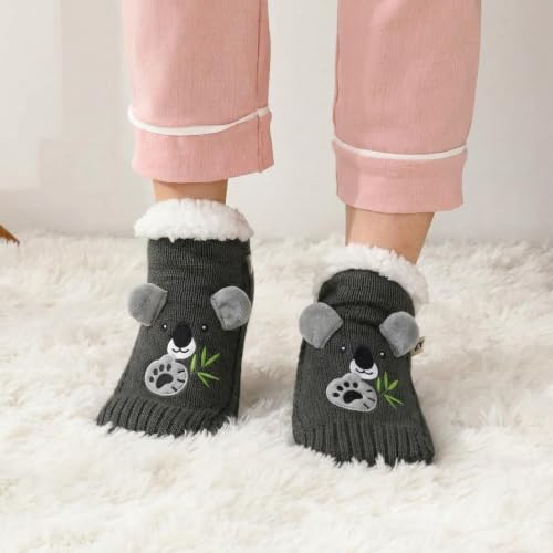 Image of ZYZX Cute Animal Slipper Socks for Women with Grips,Fuzzy Socks Indoor