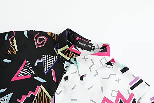 DOOPCCOR 90s Shirt 80s Shirts for Men 80s 90s Disco Retro Casual Button-Down Shirts 80s Mens Clothing3