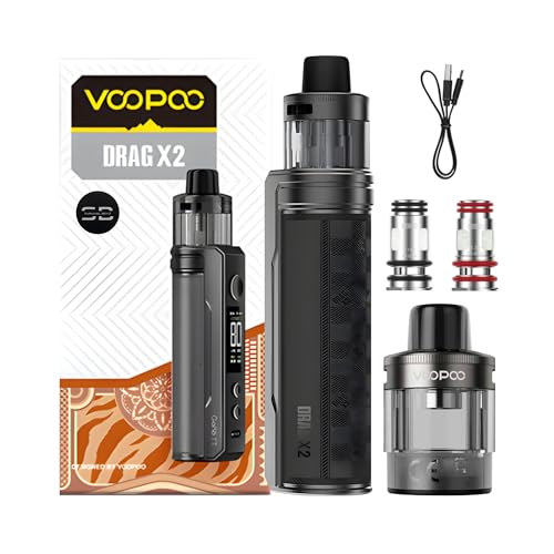Voopoo Drag X2 Vape Kit [Checkered Black] - Available in 16 colours - Type-C Fast Charge 18650 Battery (sold separately) 80W 0.96 TFT - Compatible with PnP X Pods & Coils - No Nicotine
