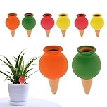 VAVPUP 8 Pack Terracotta Self-Watering Spikes Plants Automatic Slow Release Irrigation Stakes,Clay Plant Watering Globes Indoor/Outdoor,Effortless 3-5 Day Moisture 6.5x11.5cm,Eco-Friendly (4 colors)