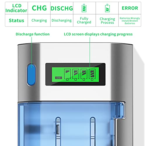 image for BONAI LCD Battery Charger for C D AA AAA NiMH NiCD & 9V Lithium Rechar