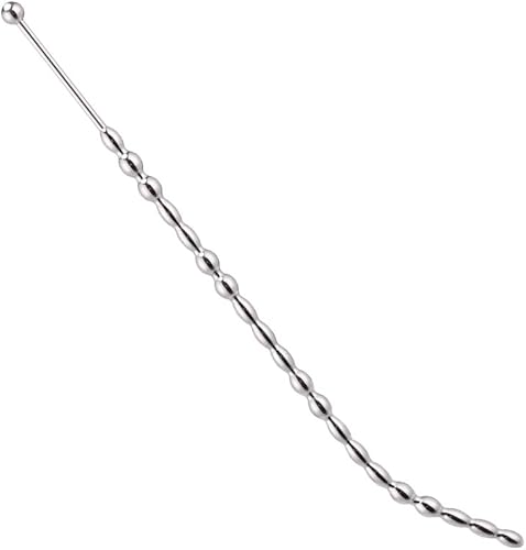 Dilatadores de sonidos uretrales de acero inoxidable con múltiples cuentas para el pene Juguetes sexuales para adultos (eje curvado)