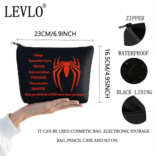 LEVLO Spider Movie Cosmetic Make Up Bag Movie Fans Inspired Gift You Are Braver Stronger Smarter Than You Think Spider Makeup Zipper Pouch Bag For Women Girls (Spider B Bag)2