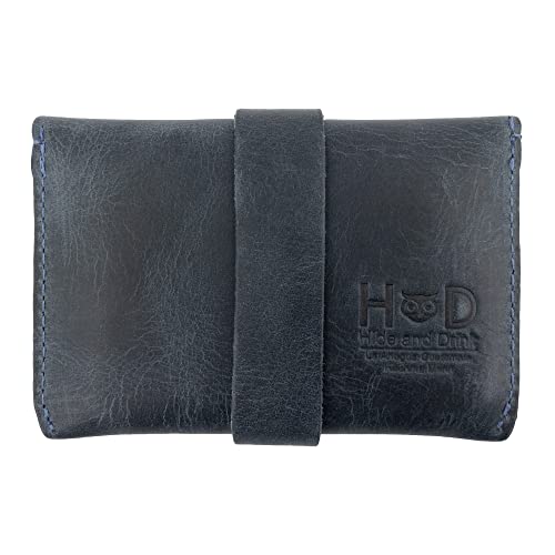 Hide & Drink, Card Holder Handmade from Full Grain Leather - Classy, Professional, Money Organizer, Compact Storage for Debit & Credit Cards - Slate Blue2