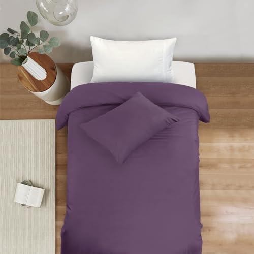 Image of Mejoroom Purple Twin Duvet Cover - Soft and Breathable Twin Bedding Sets with Zipper Closure, 2Pieces, 1 Duvet Cover (68x90) and 1 Pillow case(20x26)