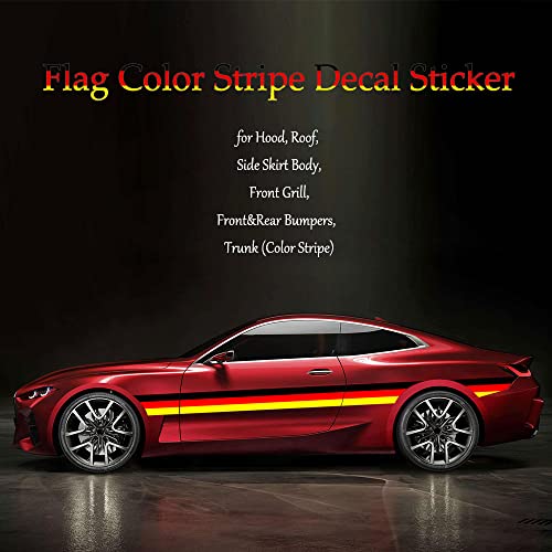 78"X5.9" Germany Flag Color Stripe Decal Sticker, Diy Modifed Stripe Decal Waterproof Decoration For Hood, Roof, Side Fenders, Front Grill, Front&Rear Bumpers, Trunk (Germany) #TOP6