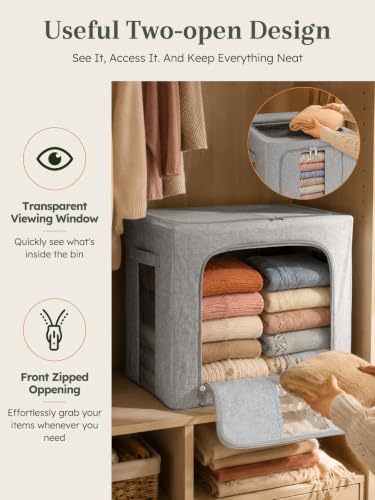 Rigid-Structured Cashmere Sweater Storage Box, 2 Pack, Gray - Image 5