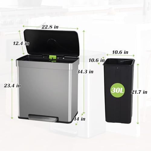 Caneca de basura rectangular de acero inoxidable 16 gal miniatura 6