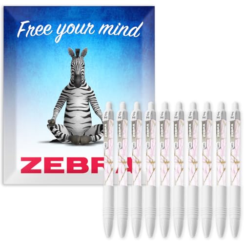 Zebra Pen Z-Grip stylo à bille lot de 10 écriture lisse marbre blanc