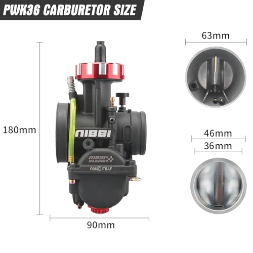 Image of NIBBI PWK 36mm Carburetor with Three Main Jets and One Pilot Jet of Performance Racing Carburetor for Replace Keihin or mikuni Carburetors