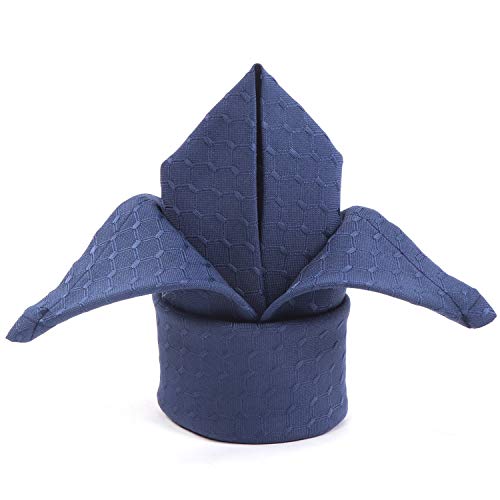 Colorbird Elegant Waffle Jacquard Cloth Napkins 17 X 17 Inch Washable Dinner Napkins Water Resistant Spillproof Polyester Fabric Table Napkins For Baby Shower Weddings Parties Banquets, Set Of 4, Navy #TOP2