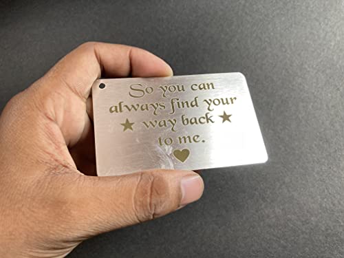 Wallet Card : So you can find your way back, Keychain accessories, Purse accessories, Card, Brass card, Nickel polishing, Engraved card, Cocktail card, Valentine's day gift.2