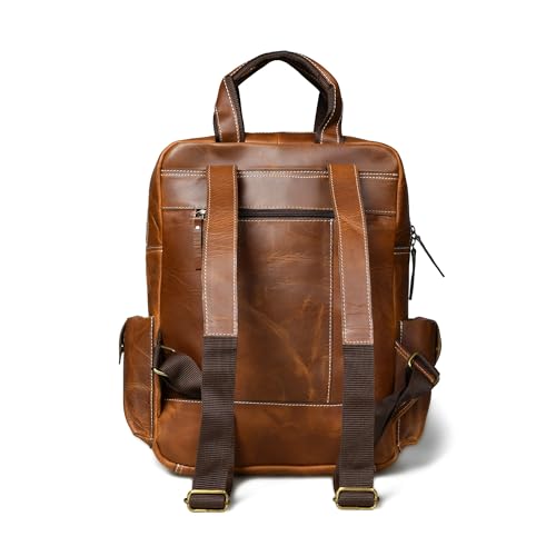 Premium FullGrain Leather Backpack with Multiple Pockets Handmade Vintage Laptop Bag for Men & Women Travel Rucksack Work & Everyday Carry Bag4