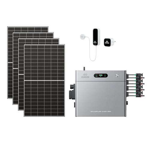 Zendure SolarFlow 2400 Pro – Balkonkraftwerk mit Speicher 2400W AC, Solarspeicher für Balkonkraftwerk 4800W PV-Eingang, Eweiterbar von 16,8kWh, mit 4 500W Bifaziale Paneele, 1 D0 Elektromeßgerät