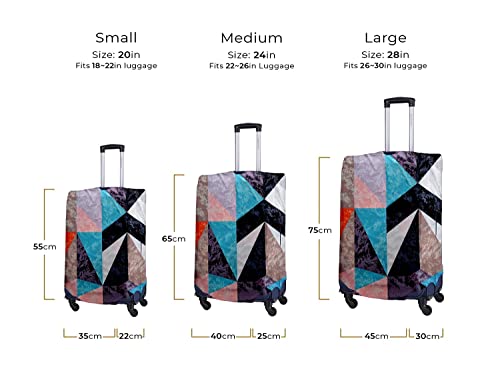 Image of Cortina Abstract Design Travel Suitcase Eco-Friendly Cover | Small | Fits 18-22 Inch Luggage | Polyester-Spandex | 55cm (20 inches) | Luggage Protectors | Anti Scratch /Dust | Pack of 1 | Blue 4
