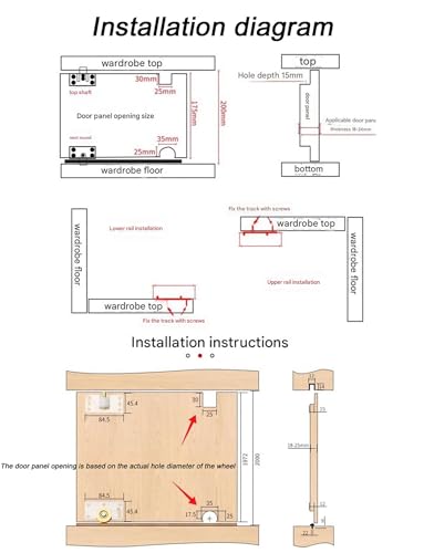 Kit de riel triple para puerta corrediza, aluminio duradero, funcionamiento suave para puertas de armario y gabinete, fácil de instalar, solución de ahorro de espacio para la nización del hogar