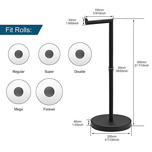Pokim Matte Black Toilet Paper Holder Stand 2.0 For Bathroom Floor Freestanding Tp Roll Storage 304 Sus Stainless Steel Rustproof Pedestal Lavatory Tissue Handle #TOP4