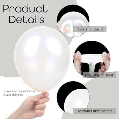 Image of Ouddy Party 129Pcs Pearl White Balloon Arch Garland Kit in 18 12 10 5 Inch