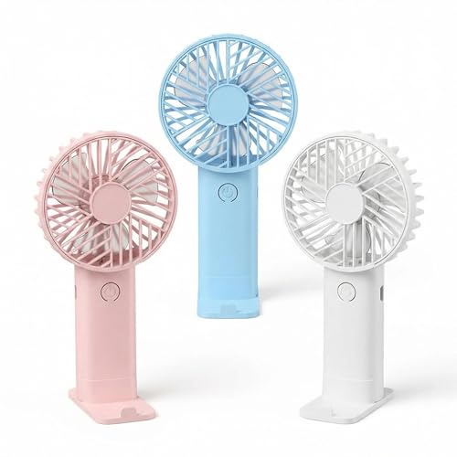 3 Pack Mini Handheld Fan USB Rechargeable Portable Fans with 3 Speeds Detachable Cover Lightweight Pocket-Size Cooling Desk Fan for Travel Makeup Summer for Kids Family School Office Outdoor Camping