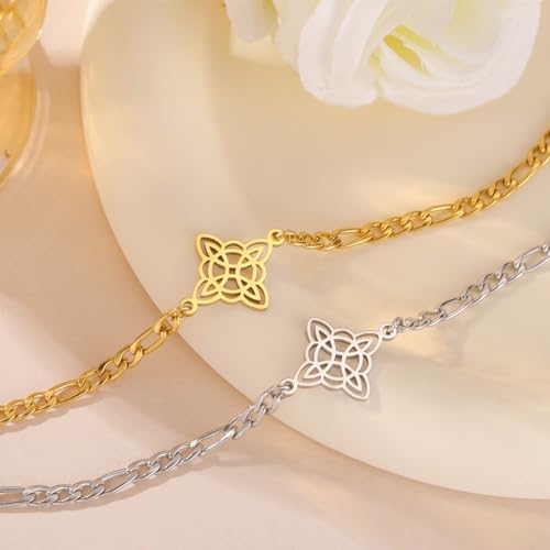 Amaxer Witch Knot Bracelet Witchcraft Amulet Pendant Charm Bracelet for Unisex Adjustable Ropechain Stainless Steel Linkchain4