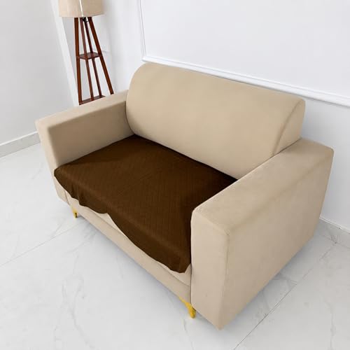 Image of Homerz Premium 'Surya Series' Sofa Cover | Stylish Sofa Protector | Net Fabric | Anti-Stain & Washable Slip Cover Exact Size Antislip (New Jerry Brown, 2 Seater, Only Seat Cover)