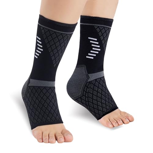 NuVigor Soporte de tobillo para mujeres y hombres, calcetines de compresión transpirables, soporte de tobillo antideslizante, calcetines deportivos para fascitis plantar, esguinces de tendinitis de