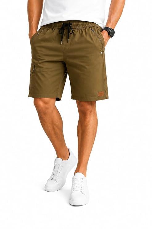 d crok Men's Cotton Cargo Shorts with Drawstring Waist | Casual Regular Fit Summer Shorts | Multi-Pocket Comfortable Outdoor Shorts for Men-picture-57
