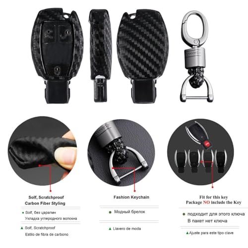 Funda de llave de carbono para Benz W204 E200 AMG carcasa protectora de alta resistencia 5