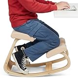 WUDLEP Ergonomic Kneeling Chair, 250LB Load Capacity Posture Stool for Home Office Meditation, Wooden Kneeling Rocking Chairs for Back and Neck Pain Relief and Improvement(Beige) - Image 1