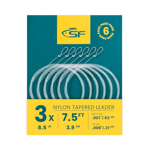 SF Pre-Tied Loop Fly Fishing Tapered Leader Nylon Clear Trout Freshwater Saltwater Bonefish Permit Bass Salmon Steelhead 7.5FT 9FT 10FT 12FT 15FT 0X 1