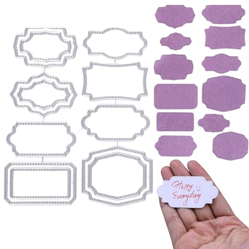 Stanzschablonen Set, 8 Stück Stanzschablonen Rahmen Rechteck, Stanzform Rahmen Klein Metall Prägeschablone, Perfekt für kreative Papierprojekte, Selbstgemachte Geschenke und DIY Album Papier Karten